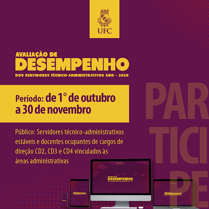 Banner promocional da Avaliação de Desempenho dos Técnico-Administrativos e Ocupantes de Chefias Administrativas na UFC